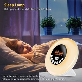 img 2 attached to AWQM Wake Up Light Alarm Clock with Bluetooth Speaker, FM Radio, and Natural Sounds – 6 Brightness Dimmable Warm Light Bedside Lamp for Kids and Bedroom