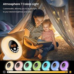 img 1 attached to AWQM Wake Up Light Alarm Clock with Bluetooth Speaker, FM Radio, and Natural Sounds – 6 Brightness Dimmable Warm Light Bedside Lamp for Kids and Bedroom