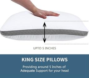 img 2 attached to 🛏️ Эксклюзивные подушки для спальни размера King Size - набор из 2 штук Silverlinings, с дополнительной наполнительностью 950г - Превосходные подушки с гуськом и квильтированным качеством для боковых и спящих на спине - Серого цвета, размер King Size 18 x 36 дюймов.