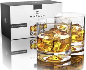 img 2 attached to MOFADO Classic Crystal Old Fashioned Whiskey Glasses - 12oz (Set of 2) - Weighted Bottom - Hand Blown Crystal in a Gift Box - Ideal for Scotch, Bourbon, Manhattans, Cocktails