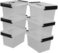 3-quart 6-pack clear plastic storage boxes with latch, black handle - bringer storage solution logo