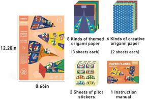 img 3 attached to ✈️ Mideer Origami Paper Airplanes Kit with Pilot Stickers: Fun Easter Gifts for Boys | Outdoor Toys for Kids Ages 4-8-12 | Art and Craft Activity Set for Children | 3D Paper Model Plane for Toddlers