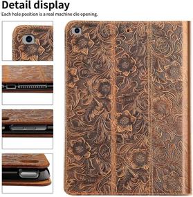 img 2 attached to 🐄 Gexmil iPad 9.7 Inch 2018 / 2017 Genuine Leather Case: Cowhide Folio Cover for iPad 6th Gen / 5th Gen, iPad Air 2 / iPad Air - Pattern Brown