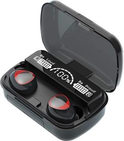 img 4 attached to 🎧 BD&amp;M True Wireless Earbuds | Bluetooth 5.0 TWS Stereo Headphones with Smart LED Display Charging Case | Waterproof | Built-in Mic for Sports Work - Black