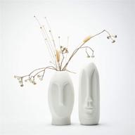 modern white face vase set 2 - ceramic statue human face decor - mid century sculpture for fire place decoration логотип