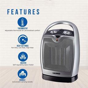 img 3 attached to 🔥 Lasko Ceramic Portable Space Heater with Adjustable Thermostat- Widespread Oscillation and Silver Finish for Efficient Warmth Distribution (Model 5409)