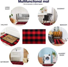 img 1 attached to Cotton Buffalo Plaid Rug, 24x36 Hand-Woven Indoor Outdoor Rugs - Layered Christmas Door Mats, Washable Carpet for Front Porch, Kitchen, Farmhouse, Entryway, Halloween - Black and Red