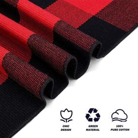 img 2 attached to Cotton Buffalo Plaid Rug, 24x36 Hand-Woven Indoor Outdoor Rugs - Layered Christmas Door Mats, Washable Carpet for Front Porch, Kitchen, Farmhouse, Entryway, Halloween - Black and Red
