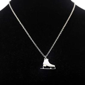 img 1 attached to ⛸️ FUSTMW Skater Necklace: White Enameled Ice Skate Pendant for Figure Skating Enthusiasts - Team Sport Jewelry and Gift