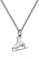 ⛸️ fustmw skater necklace: white enameled ice skate pendant for figure skating enthusiasts - team sport jewelry and gift logo