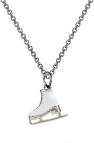 img 4 attached to ⛸️ FUSTMW Skater Necklace: White Enameled Ice Skate Pendant for Figure Skating Enthusiasts - Team Sport Jewelry and Gift