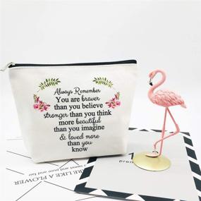 img 2 attached to 💄 Inspirational Personalized Makeup Bag: Perfect Birthday, Friendship, Thank You, and Going Away Gift for Women - Braver, Stronger, Beautiful, Loved