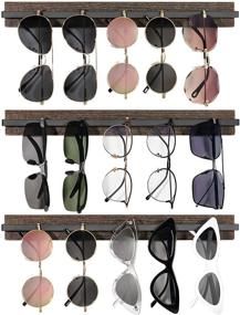 img 4 attached to 🕶️ Rustic Wall Mounted Sunglasses Storage Organizer | Mkono Wood Eyeglasses Display Holder for Entryway, Living Room, Bedroom | 3 Pack, Brown