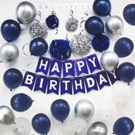 🎉 optimized birthday decorations: blue happy birthday set for men and women - navy blue and silver party décor for boys birthday celebration logo