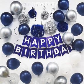 img 4 attached to 🎉 Optimized Birthday Decorations: Blue Happy Birthday Set for Men and Women - Navy Blue and Silver Party Décor for Boys Birthday Celebration