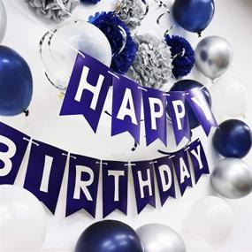 img 3 attached to 🎉 Optimized Birthday Decorations: Blue Happy Birthday Set for Men and Women - Navy Blue and Silver Party Décor for Boys Birthday Celebration