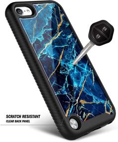 img 1 attached to 📱 E-Began iPod Touch 7 Case with Built-in Screen Protector - Shockproof Marble Design Sapphire