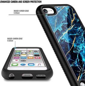 img 3 attached to 📱 E-Began iPod Touch 7 Case with Built-in Screen Protector - Shockproof Marble Design Sapphire