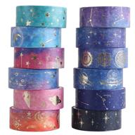 🌌 sodagreen galaxy purple washi tape - gold foil constellation washi masking tape with celestial motifs, ideal for bullet journaling, diy crafts & more logo