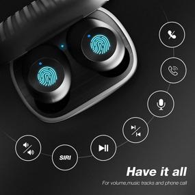 img 3 attached to 🎧 KVK M32 Беспроводные наушники Bluetooth 5.0 - Сенсорное управление, защита IPX от воды, стерео-наушники TWS, встроенный микрофон, премиальное звучание, глубокое сопряжение за один шаг - идеально подходят для спорта, тренировок, черные.