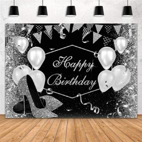 img 4 attached to 🎉 Aperturee Glitter Silver Happy Birthday Backdrop: Captivating Sparkle Sequin Balloon High Heels Photography Background for Women and Girls - Perfect Bokeh Party Decorations Banner, Photo Booth Studio Supplies, and Props Decor (7x5ft)