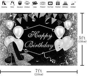 img 2 attached to 🎉 Aperturee Glitter Silver Happy Birthday Backdrop: Captivating Sparkle Sequin Balloon High Heels Photography Background for Women and Girls - Perfect Bokeh Party Decorations Banner, Photo Booth Studio Supplies, and Props Decor (7x5ft)