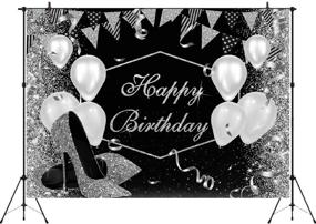 img 3 attached to 🎉 Aperturee Glitter Silver Happy Birthday Backdrop: Captivating Sparkle Sequin Balloon High Heels Photography Background for Women and Girls - Perfect Bokeh Party Decorations Banner, Photo Booth Studio Supplies, and Props Decor (7x5ft)