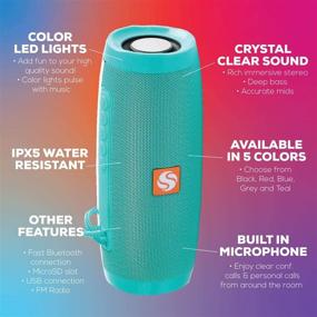 img 2 attached to 🔊 Portable Bluetooth Speaker with Color Lights | SilverOnyx Wireless IPX5 Waterproof Speakers | Loud Clear HD Stereo Sound, Rich Bass Subwoofer | Built-in Mic | Ideal for Shower, Home, Travel, Pool | Teal