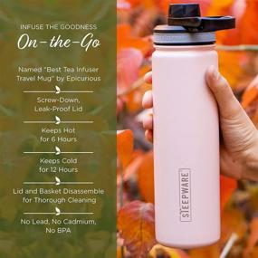 img 2 attached to Tea Spot Everest Tea Tumbler - Travel Bottle with Tea Infuser for Loose Leaf Tea or Iced Coffee - 22oz, Black - Double-Walled Insulated Bottle - Keeps Drinks Hot and Cold for Hours