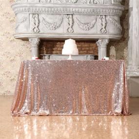 img 2 attached to 🌹 Rose Gold Sequin Tablecloth - PartyDelight Sequin Table Overlay Square, 50"x50