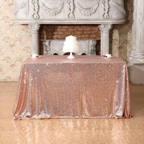 img 3 attached to 🌹 Rose Gold Sequin Tablecloth - PartyDelight Sequin Table Overlay Square, 50"x50