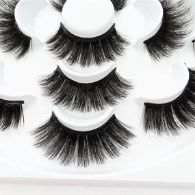 img 3 attached to Dramatic 5D Mink False Eyelashes: Premium Faux Lashes for Kids, Women, Ladies & Makeup Artists - 7-Pack Set