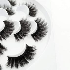 img 2 attached to Dramatic 5D Mink False Eyelashes: Premium Faux Lashes for Kids, Women, Ladies & Makeup Artists - 7-Pack Set