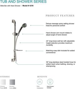 img 3 attached to 🚿 Enhance Your Shower Experience with Builders Shoppe 4210BN Brass Slide Bar - Adjustable Height Massage Hand Held Shower and Soap Dish in Brushed Nickel Finish