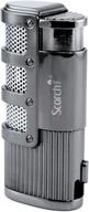 scorch torch dominator: powerful triple jet flame butane torch lighter with punch cutter - gunmetal finish logo