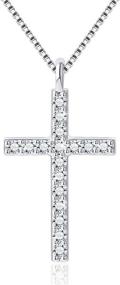 img 4 attached to 📿 SUE'S SECRET Rhinestones Cross Necklace for Women Teen Girls: Black and White Two-Sided Cubic Zirconia Pendant with Exquisite Box - Dainty Jewelry for Her