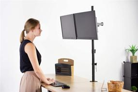 img 1 attached to Держатель для стола с двумя мониторами VIVO: дополнительно высокий, полностью регулируемый для экранов 27 дюймов - STAND-V012