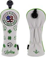 ➡️ golf head covers hybrid headcover for woods hybrids rescue utility ut with interchangeable number tag - premium lucky clover design логотип