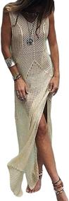 img 4 attached to Lace Up V Neck Long Sleeve Crochet Swimsuit Cover Up Dress for Women