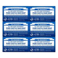 organic peppermint pure-castile bar soap by dr. bronner’s - 5 oz (6-pack) - gentle and moisturizing for face, body, and hair - biodegradable, vegan, cruelty-free, non-gmo logo