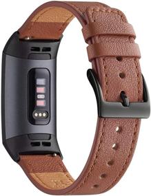 img 4 attached to 📱 WFEAGL Compatible f Charge 4 / Charge 3 / Charge 3 SE Fitness Sport Band, Slim Top Grain Leather Wristband Replacement Strap for Men and Women (Brown Band+Black Adapter, ML)