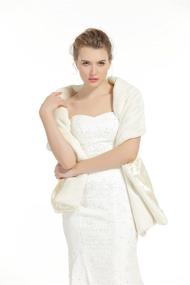 img 3 attached to ❄️ Winter Bridal Wedding Cover Up - Women’s Faux Fur Shrug Stole Scarf Shawl Wrap