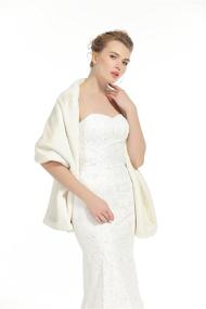 img 1 attached to ❄️ Winter Bridal Wedding Cover Up - Women’s Faux Fur Shrug Stole Scarf Shawl Wrap