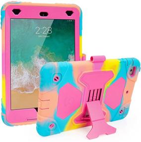 img 4 attached to Shockproof Protective iPad Mini Case for Kids with Pencil Holder & Multi-Angle Adjustable Bracket - 7.9 inch iPad Mini 4/5/2021 (Icecream/Pink)