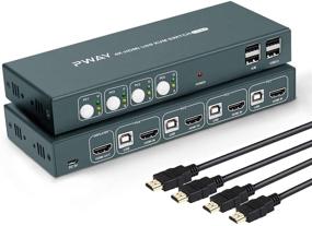 img 4 attached to 🔌 Ultra HD 4K HDMI KVM Switch: 4x1 Port, USB 2.0, HDCP 1.2 - No Power Adapter, Wireless Support