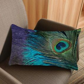 img 3 attached to Nicokee Peacock Decorative Throw Pillow Cover - Purple and Teal Home Decor Pillow Case - 20x12 Inches Pillowcase