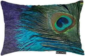 img 4 attached to Nicokee Peacock Decorative Throw Pillow Cover - Purple and Teal Home Decor Pillow Case - 20x12 Inches Pillowcase