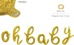 img 2 attached to Золотые буквы "OH BABY" высотой 16 дюймов - украшения для вечеринки в честь рождения ребенка и празднования раскрытия пола, включает в себя шары, дисплей пола, трубочки и рулон ленты длиной 32 фута.