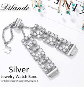 img 3 attached to 💎 Dilando Bling Wristbands: Stylish & Sparkling Fitbit Inspire Bands for Women - Rhinestone Metal Replacement Strap in Silver