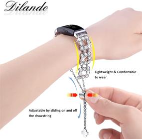 img 1 attached to 💎 Dilando Bling Wristbands: Stylish & Sparkling Fitbit Inspire Bands for Women - Rhinestone Metal Replacement Strap in Silver